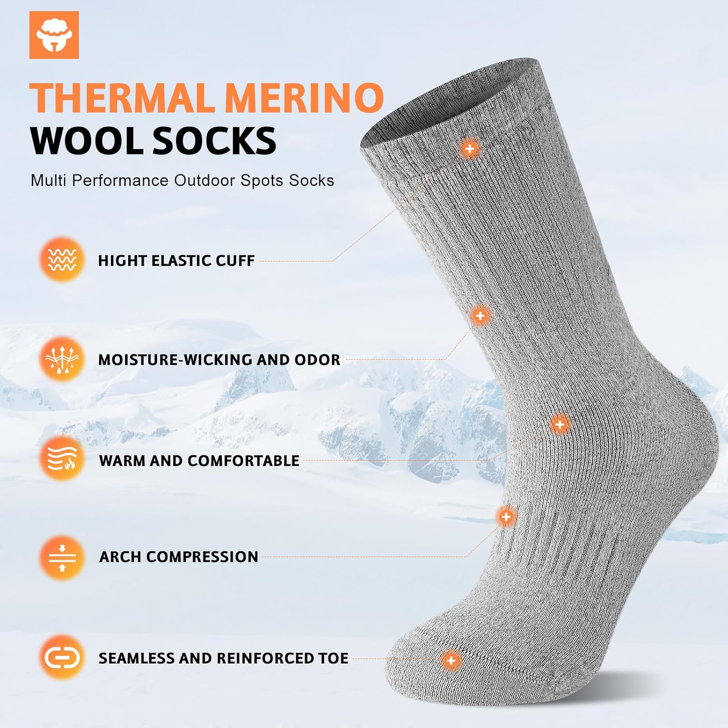 Thumbnail 2 de SukModen Merino Wool Socks for Men (3 Pairs) – Thermal Winter Hiking Boot Socks