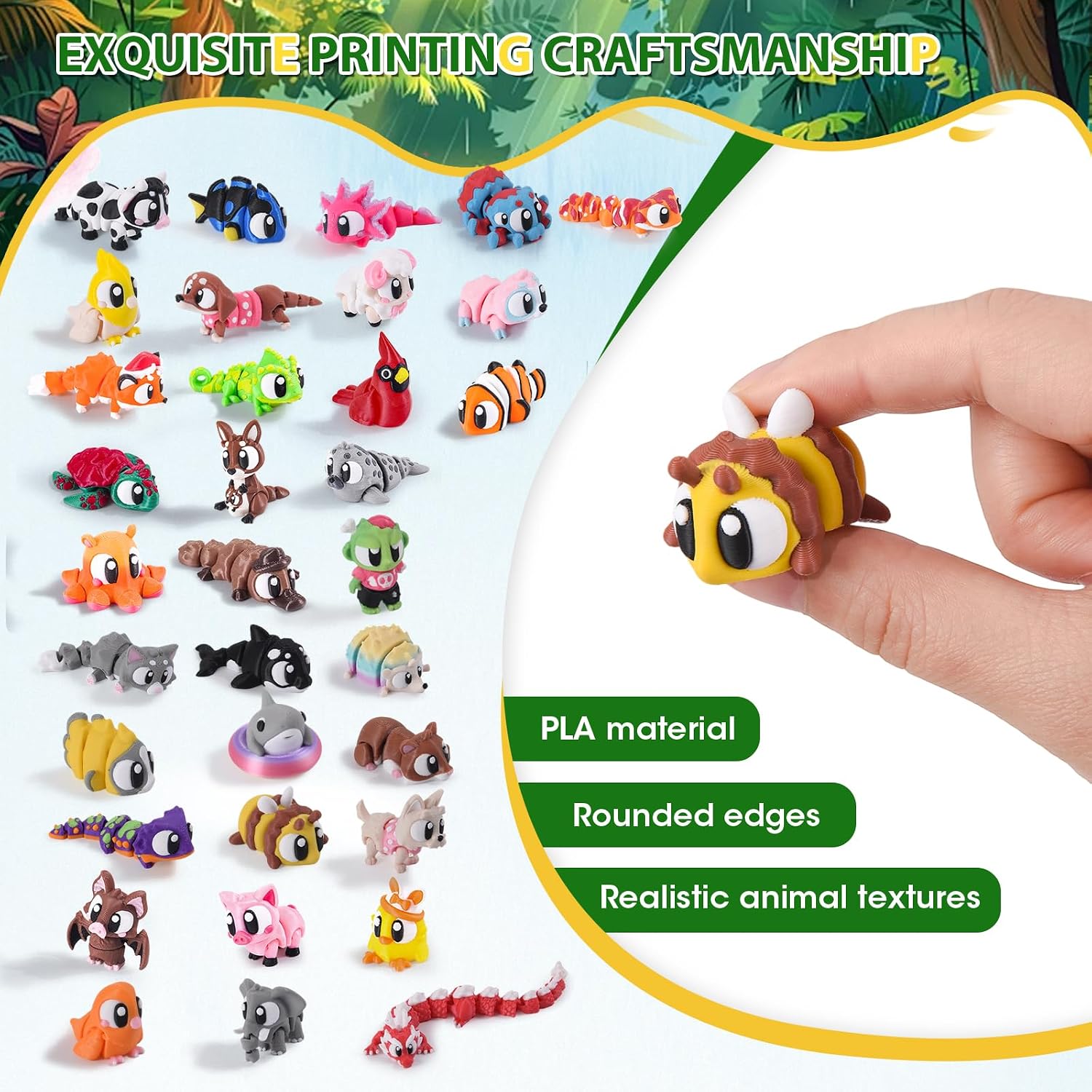 Detalle 2 de 3D-Printed Mini Animal Figurines, Set of 34