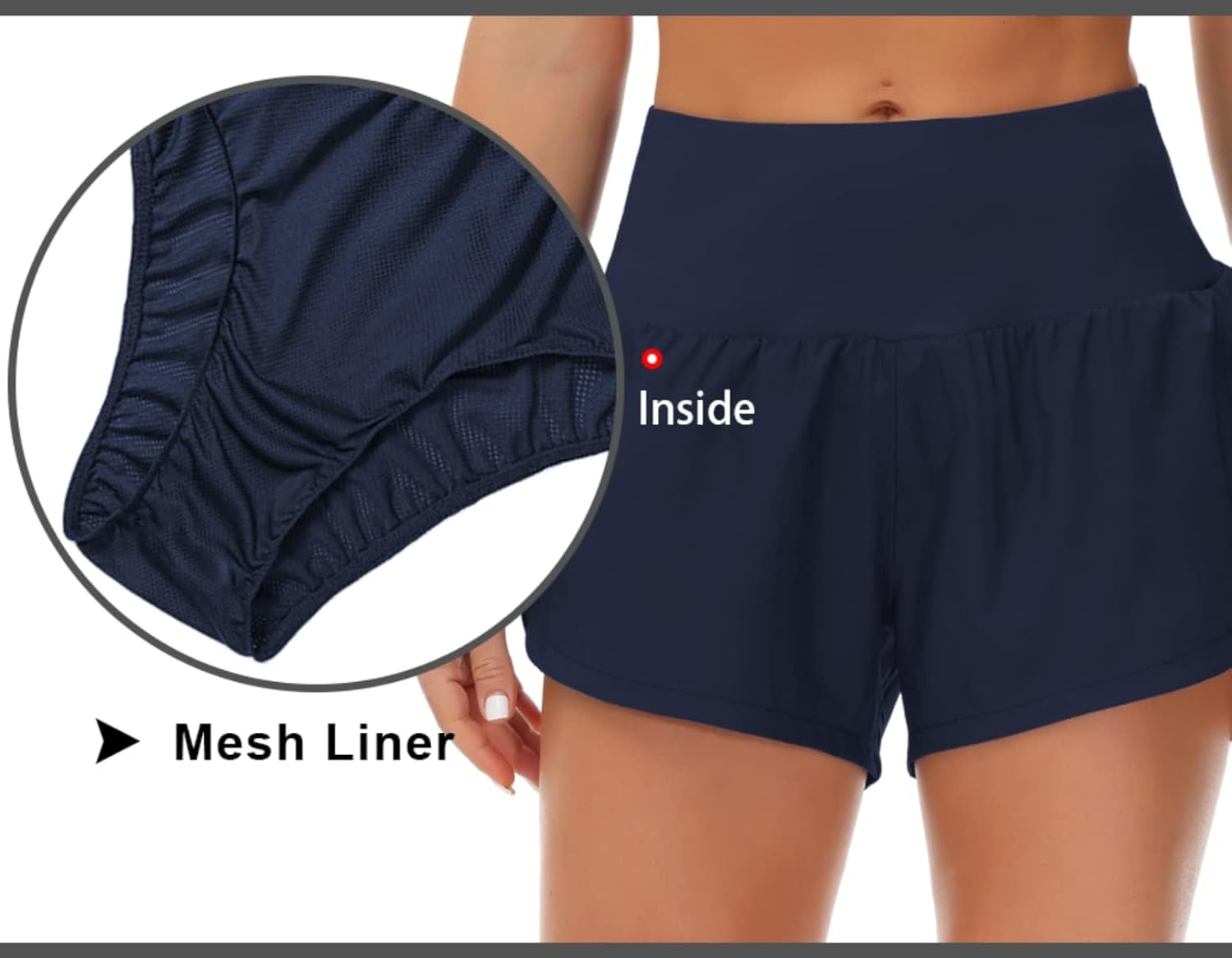 Thumbnail 4 de THE GYM PEOPLE Women's High Waisted Running Shorts with Mesh Liner and Zipper Pockets