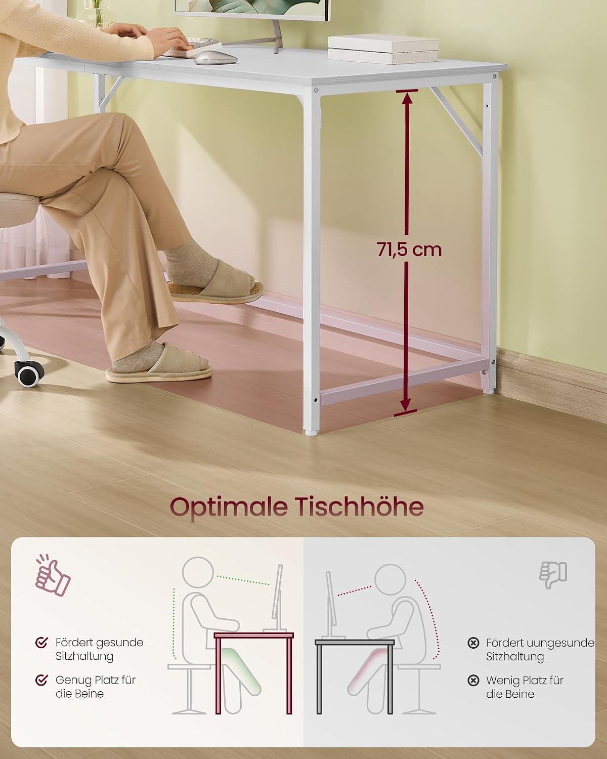 Detalle 2 de VASAGLE LWD121WF01 Computertisch 160 x 60 cm