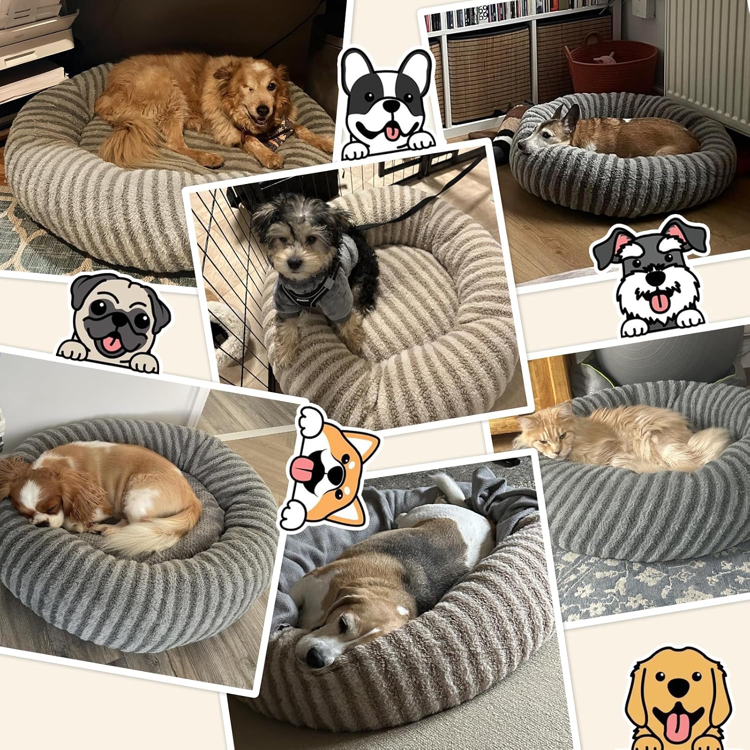 Thumbnail 6 de Pawk TRTDR-KCYW-CY-DE-LG-23 rond hondenbed met pluche, traagschuim en antislip