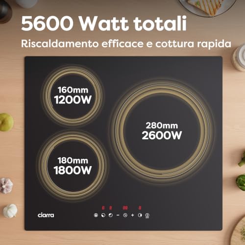 Detalle 2 de CIARRA CABBIH3-E piano cottura a induzione da incasso, 3 zone, 60 cm