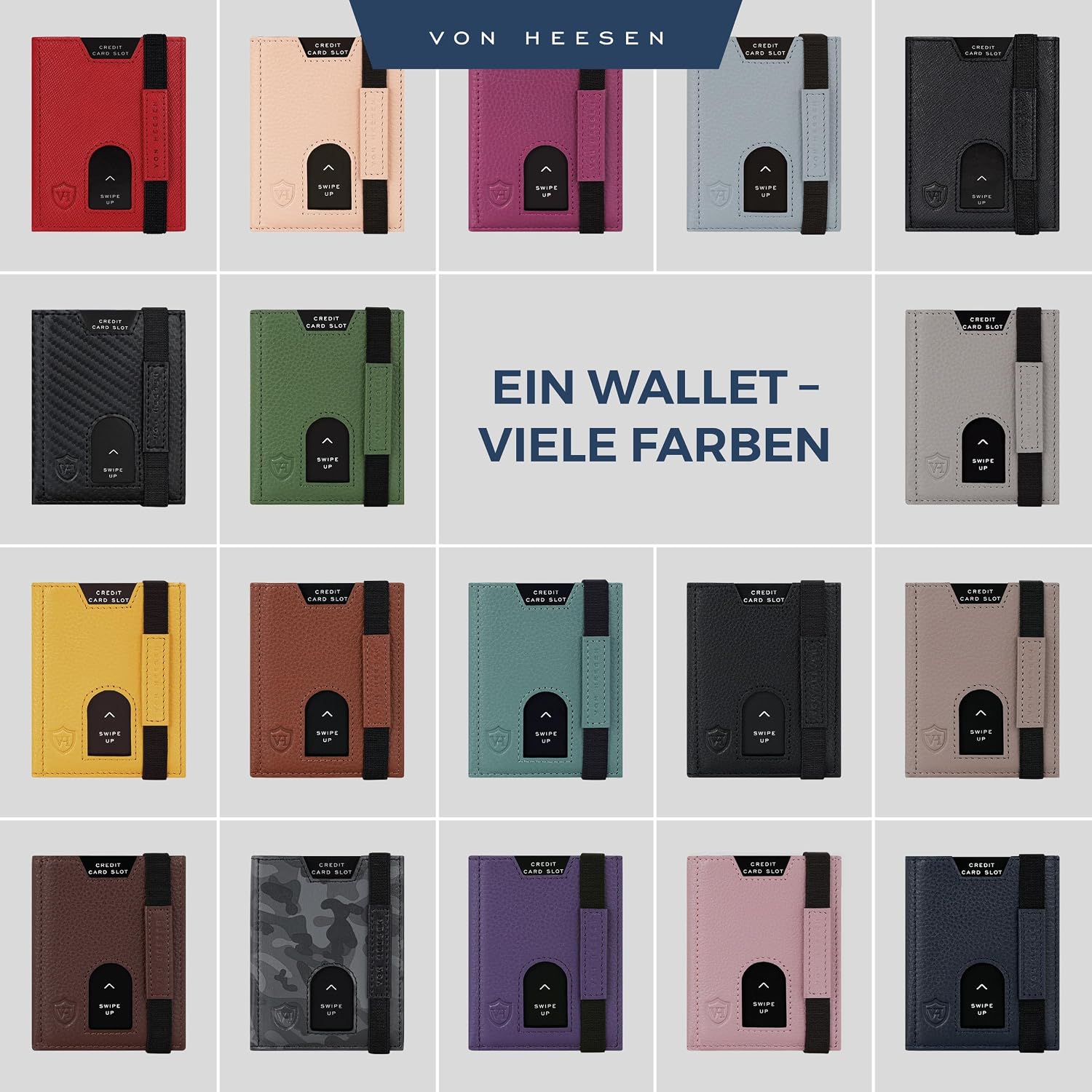 Thumbnail 6 de VON HEESEN Leder Slim Wallet Kartenetui 9x7 cm