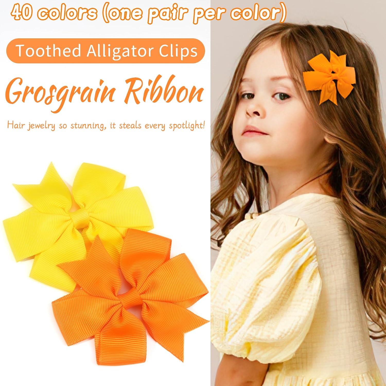 Detalle de CÉLLOT ty-054-40pairs Hair Bow Clips, 80-Piece Set in 40 Matching Colors