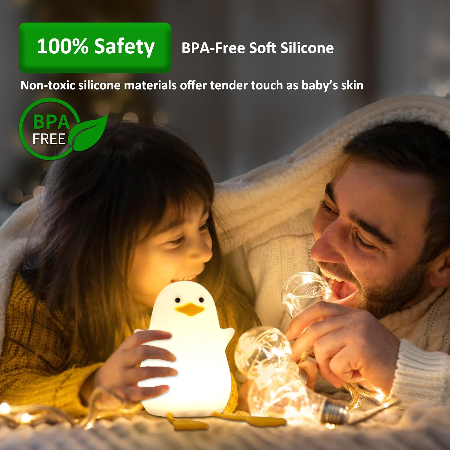 Thumbnail 2 de Lightzz Nachtlicht für Kinder – süße Enten-Nachttischlampe aus Silikon, touch & dimmbar, wiederaufladbar
