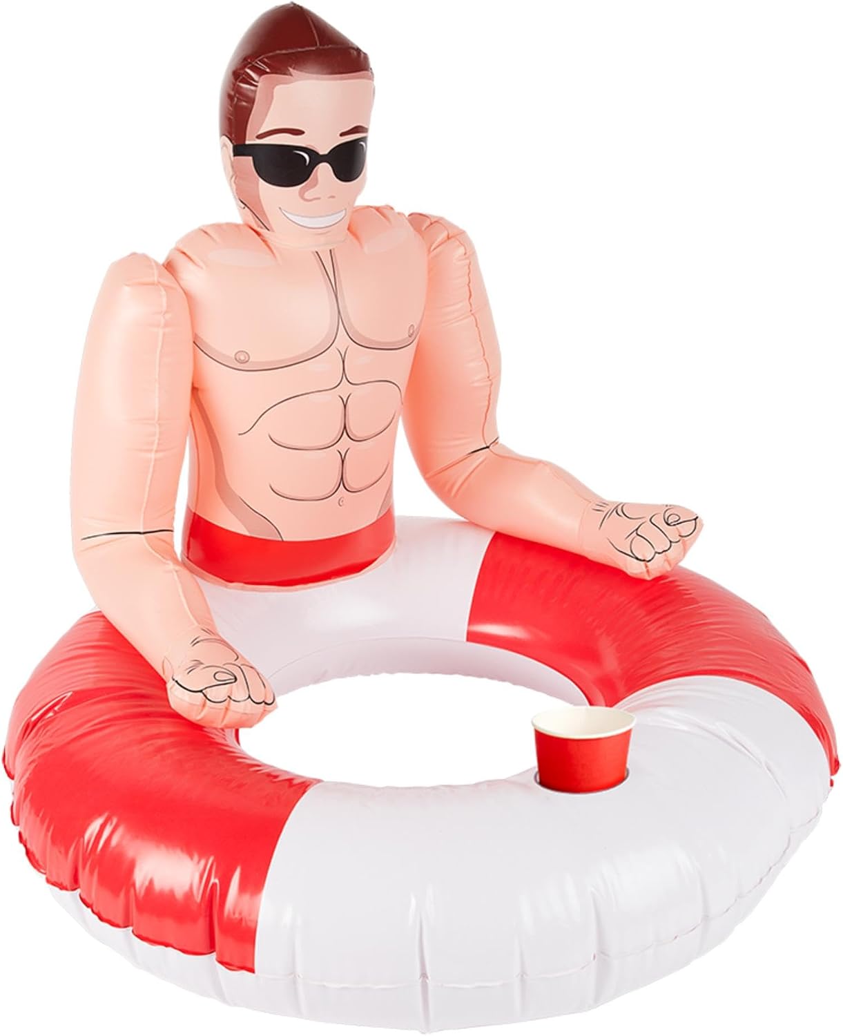 Detalle de Smiffys Lifeguard 50885 opblaasbare zwemband voor volwassenen, rood-wit