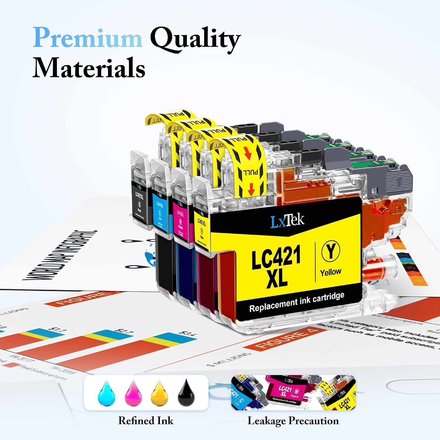Detalle de LxTek cartucce compatibili LC421XL per Brother (10-pack: Nero/Ciano/Magenta/Giallo) per DCP-J1050DW, MFC-J1010DW e altri