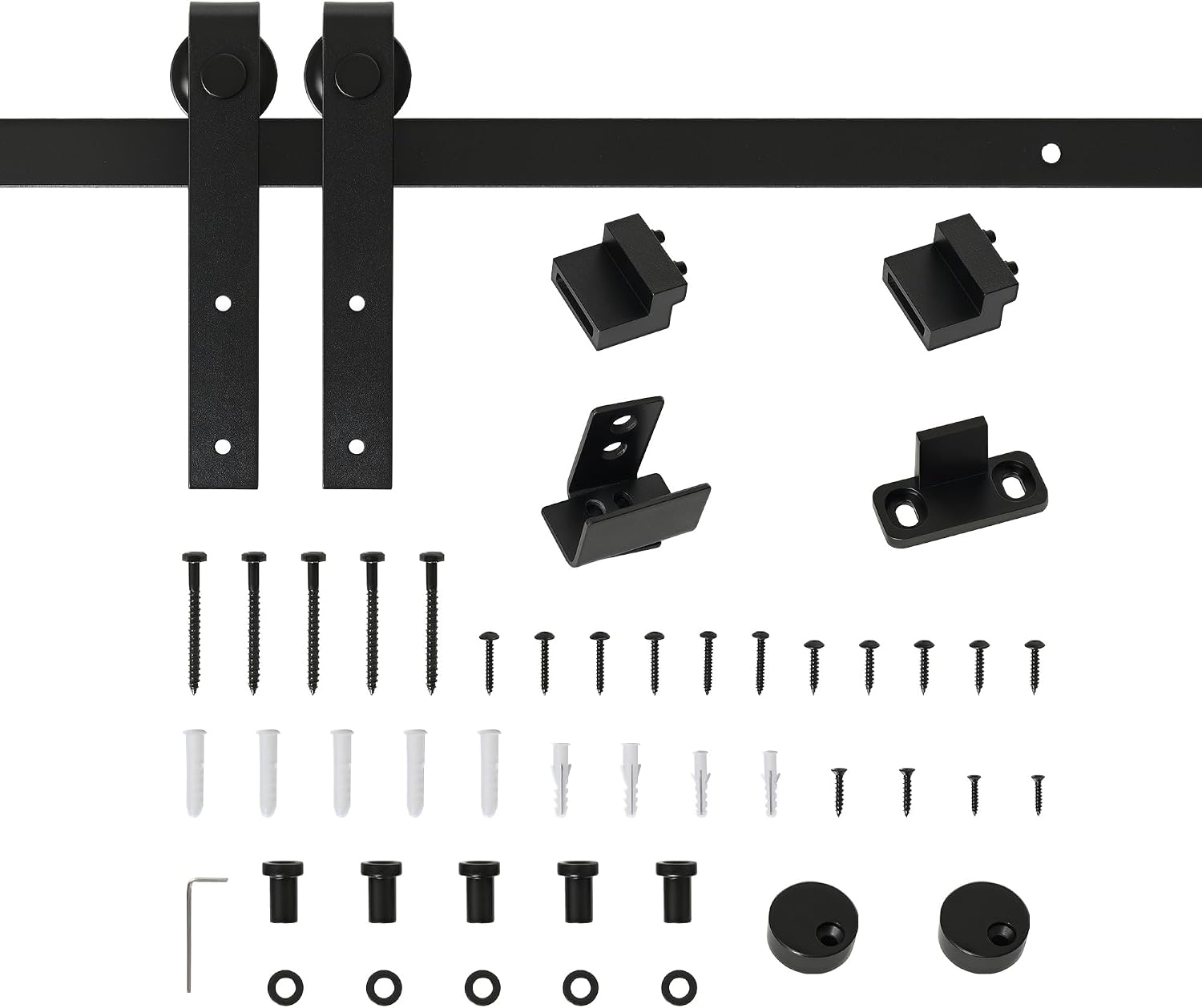 Detalle de HOMCOM rail pour porte coulissante de 200 cm (quincaillerie pour porte de grange simple) en acier au carbone noir