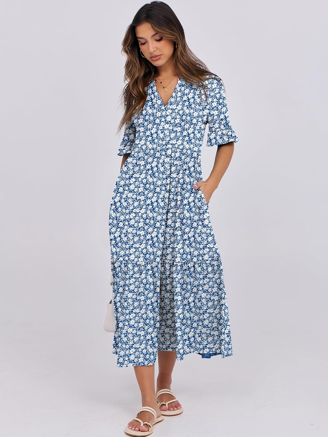 Thumbnail 4 de ANRABESS Women's Summer Maxi Dress: Boho-Vibe, Tiered & Pockets