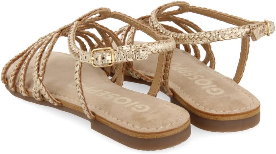 Detalle de GIOSEPPO 71746-P: sandales dorées en cuir à tressage, confort et élégance