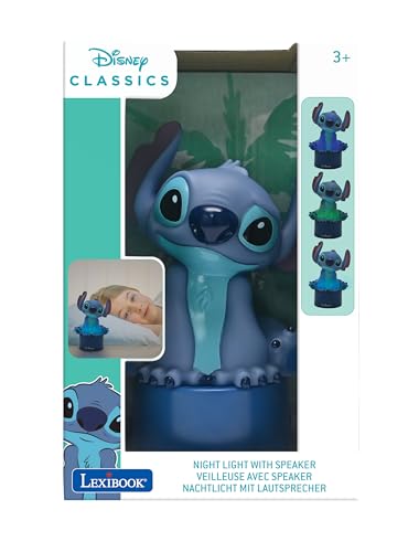 Detalle 2 de LEXIBOOK Disney Stitch: Luz nocturna con altavoz, cambio de color y función de pilas (Azul) NS01D