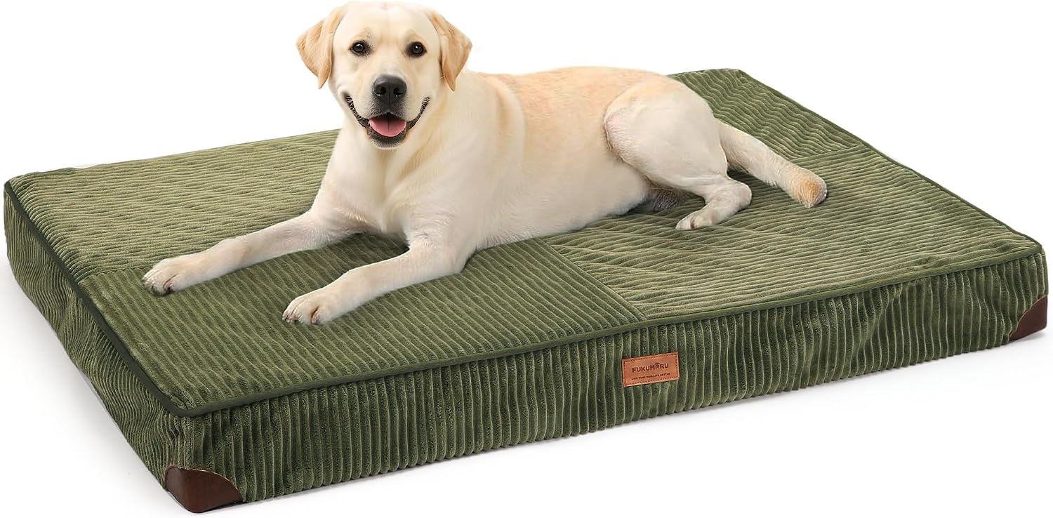 Detalle de FUKUMARU Corduroy Orthopedic Dog Bed 28D Foam Grey
