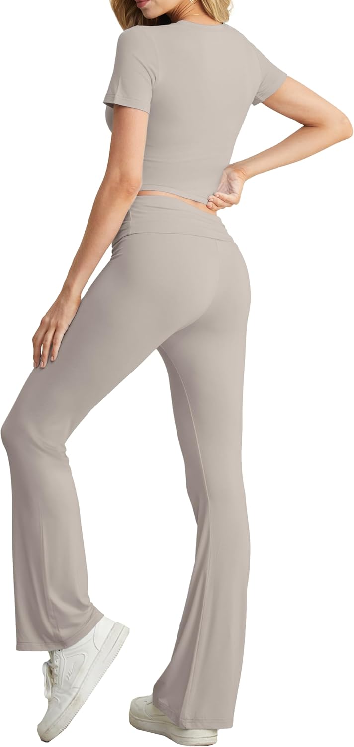 Thumbnail 5 de IWOLLENCE loungewear set for women: short sleeve crop top and wide-leg trousers co-ord