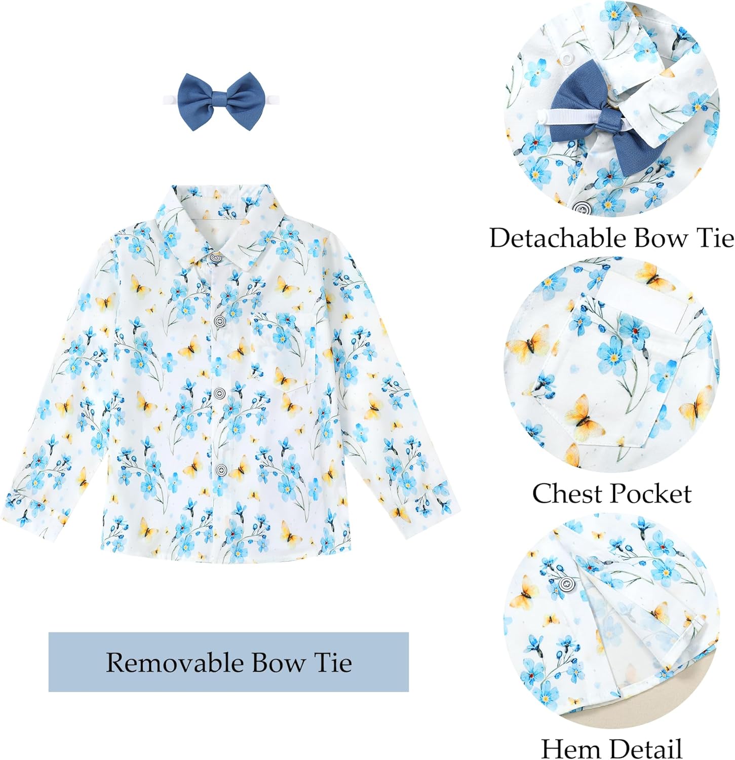 Detalle de WESIDOM Toddler Boy Formal Suit Set: Dress Shirt, Bowtie, Vest, Boutonniere, Suspender Pants