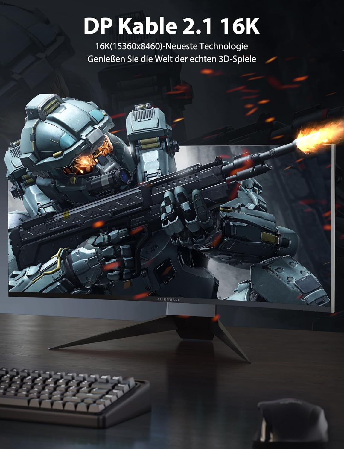 Detalle de Stouchi DisplayPort Kabel 2.1 DP2.1/2.0, 2,5 m – Hochleistungs-Kabel für Gaming und High-End-Displays