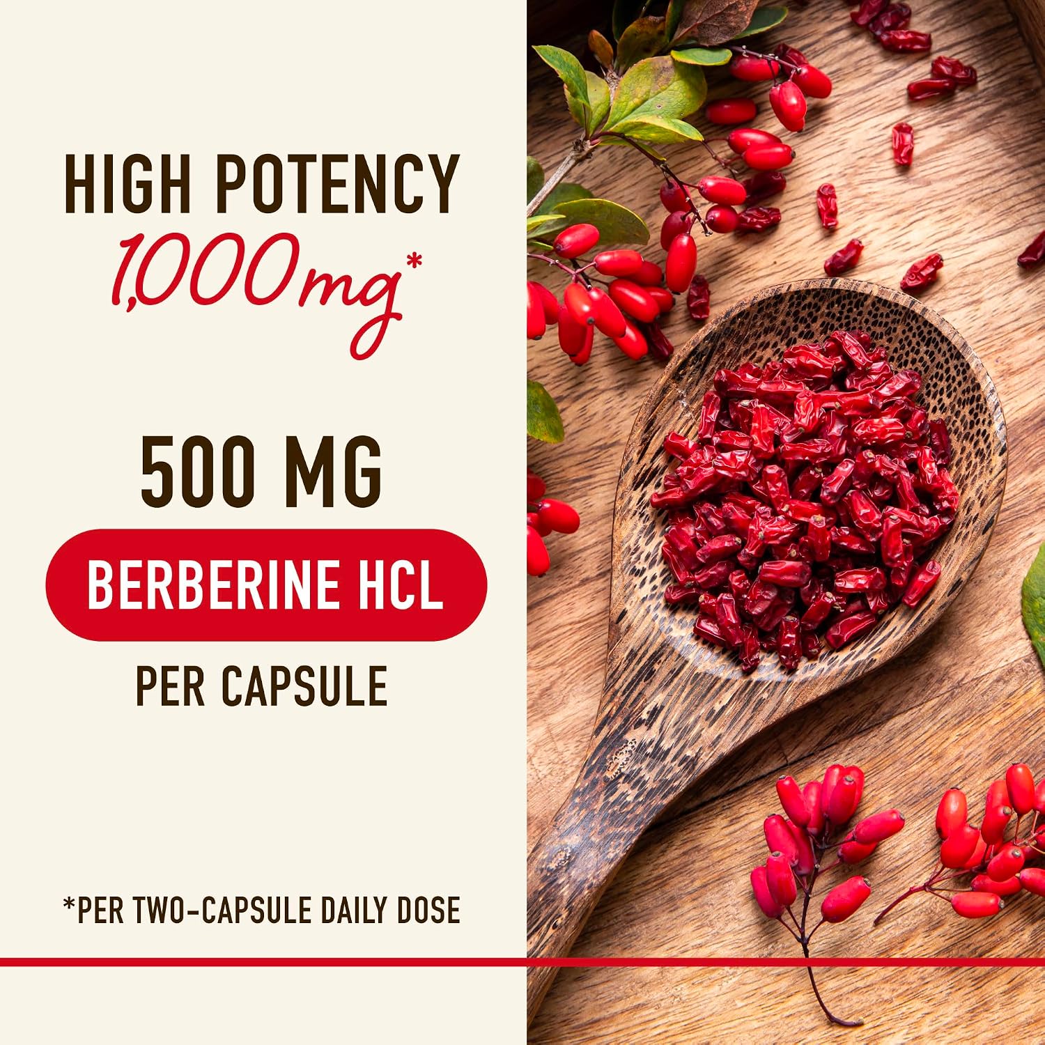 Detalle de SMNutrition Berberine 1000 mg Capsules, 500 mg per Capsule with Bitter Melon