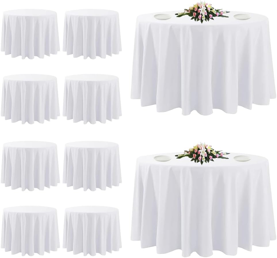 Detalle de 10 Pack White Round Tablecloths 120" stain-resistant 🍽