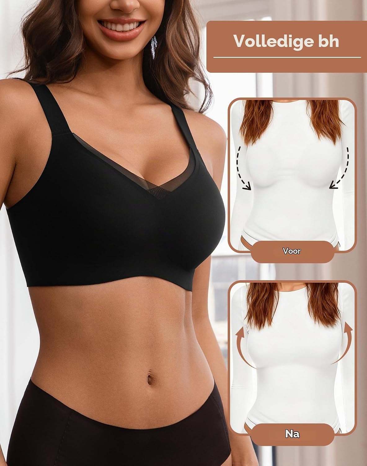 Detalle 2 de INNERSY naadloze dames-bh zonder beugel, zachte bralette
