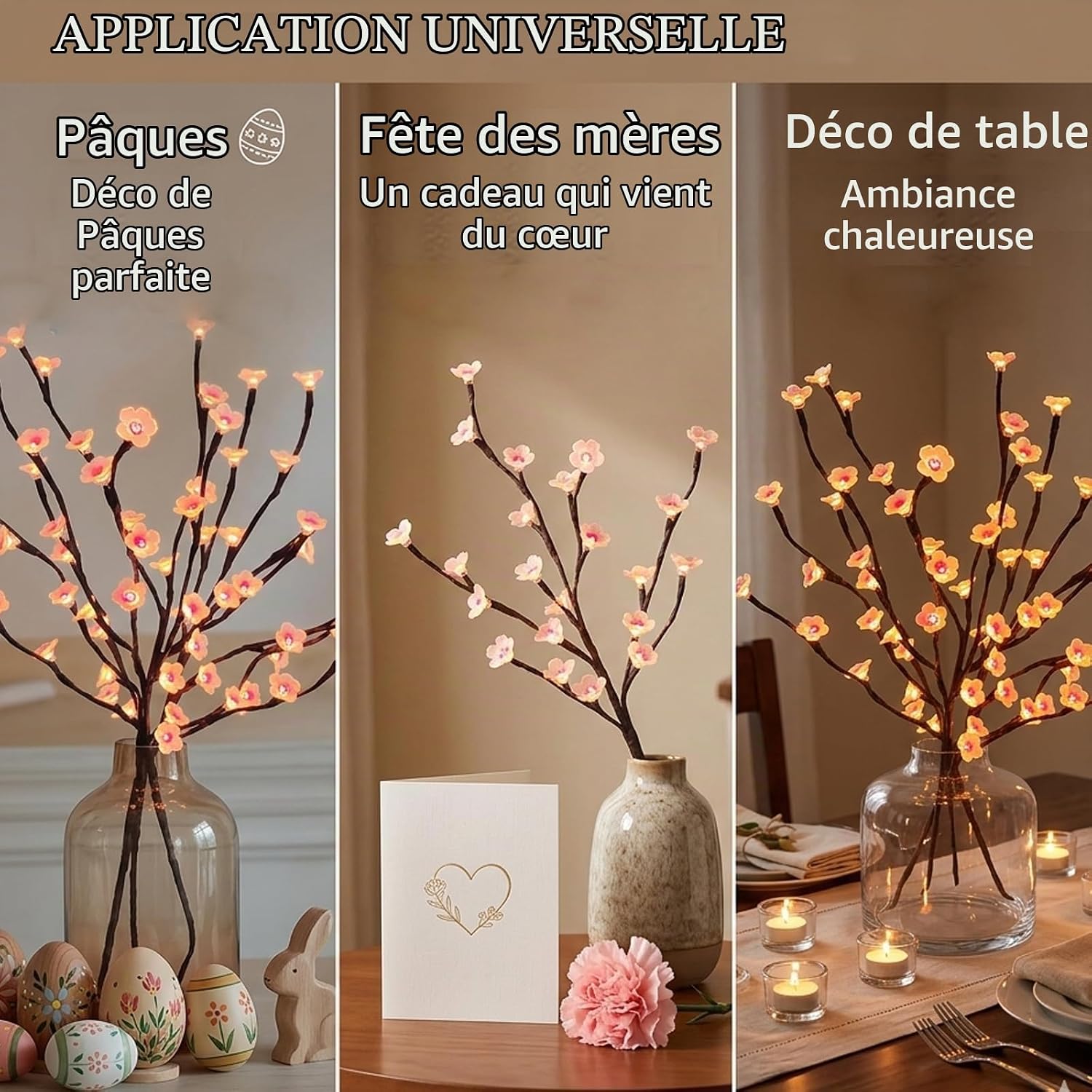Detalle 2 de Afaiup B-TH-40 led-kersentakken, 73 cm, 40 warmwitte leds en timer