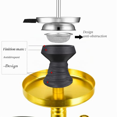 Detalle de Kit de tête de chicha VOVCIG – tête en argile noire avec embout de cheminée et passoire