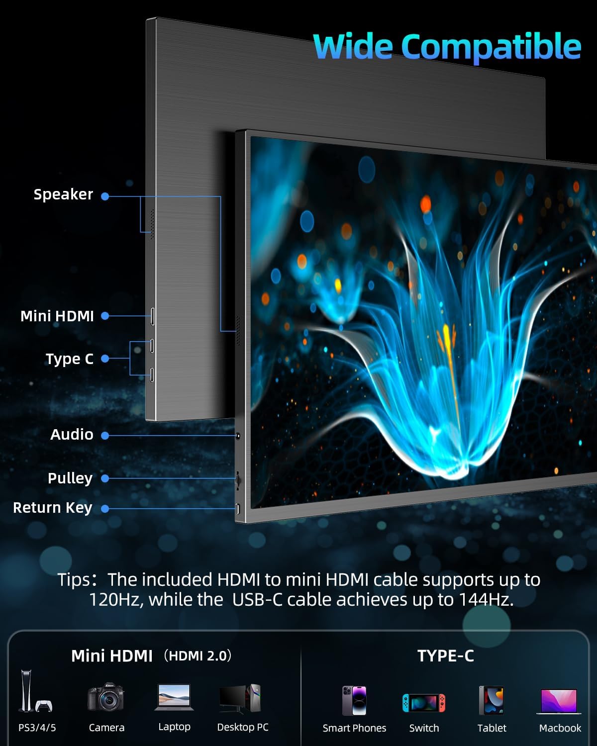 Thumbnail 5 de UPERFECT 18" QLED 2K 144Hz Portable Monitor