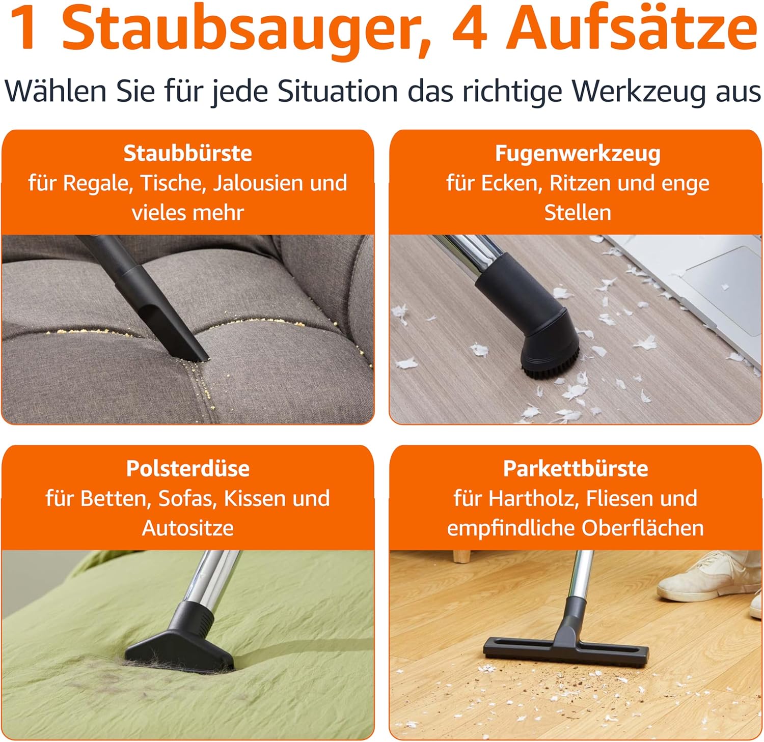Detalle de Amazon Basics Bodenstaubsauger ohne Beutel 1.7L – Kompakt, 850 W, HEPA-Filter, 3-Fach-Aktionsdüse