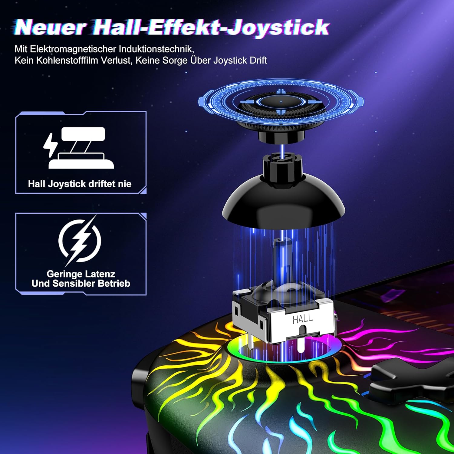 Thumbnail 1 de Elegamefy Wireless Switch 2 Controller mit Hall-Effekt Joysticks (keine Totzone), Turbo, Turbo & RGB für Nintendo Switch 2