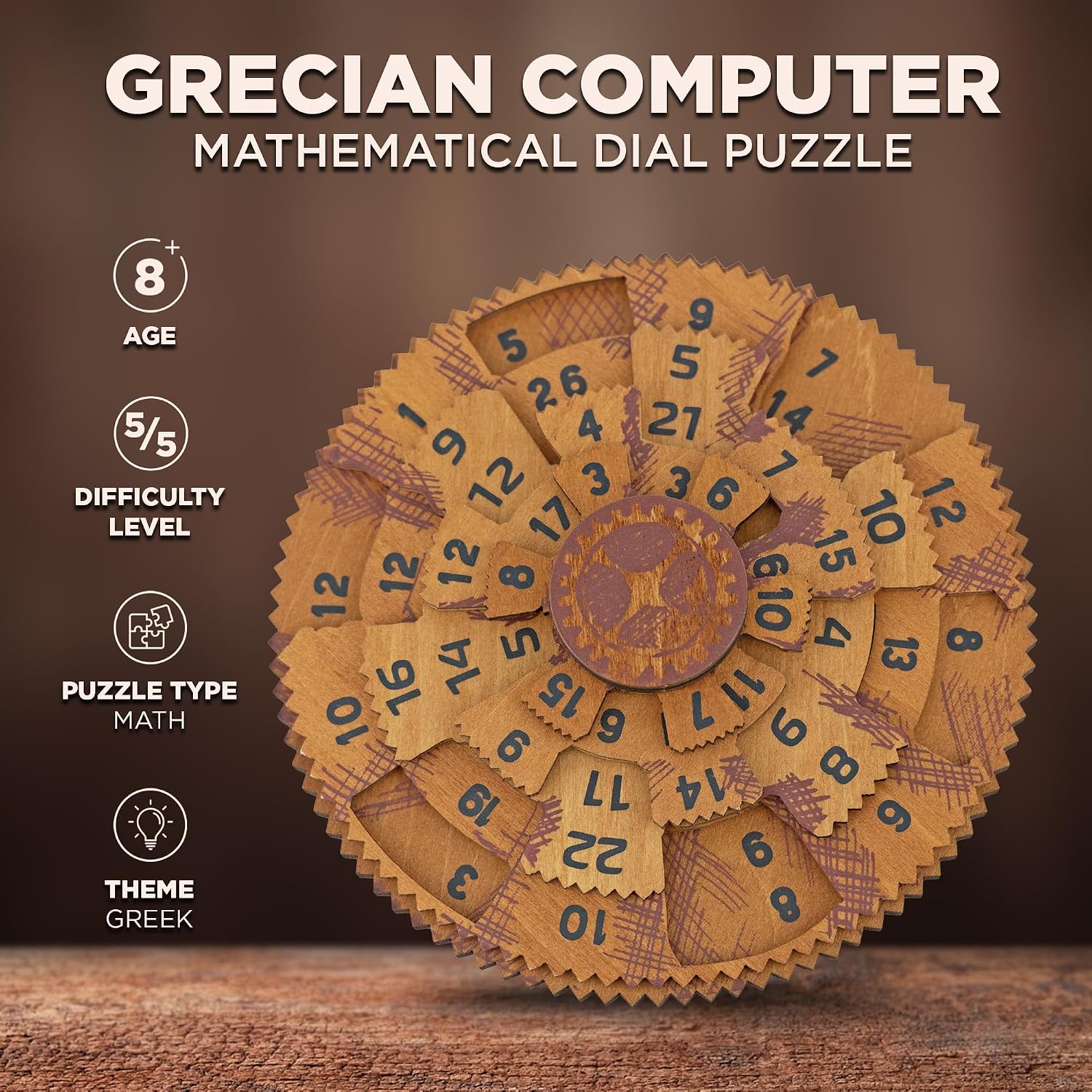 Detalle de Project Genius True Genius Greek Computer Wooden Number Puzzle
