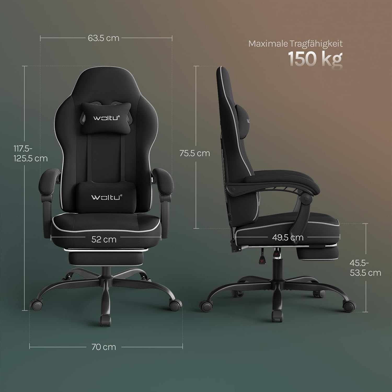 Thumbnail 2 de WOLTU Gaming Stuhl Stoff ergonomisch 150 kg