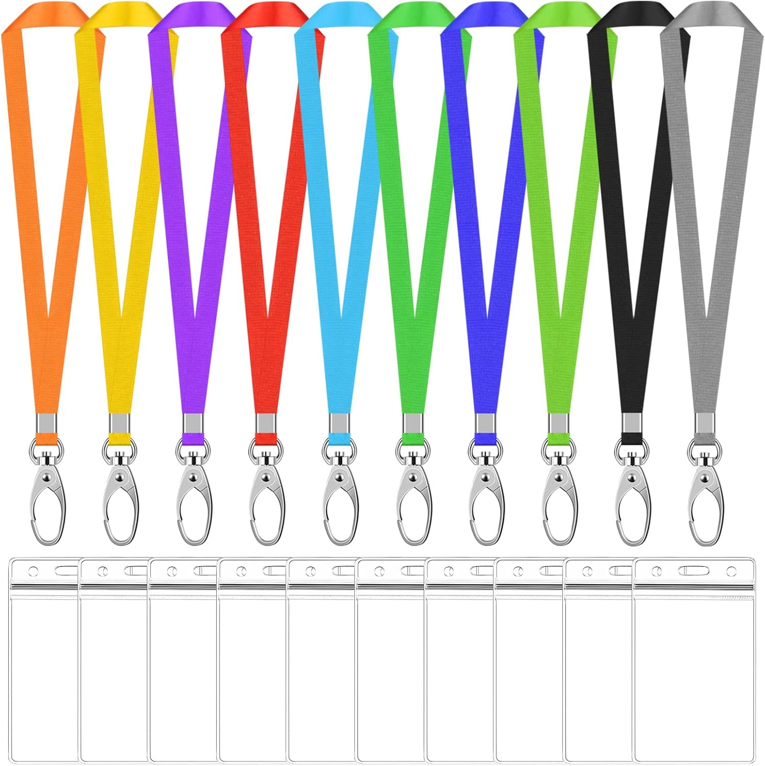 10 Sets Badge Card Holders with Lanyards 📎