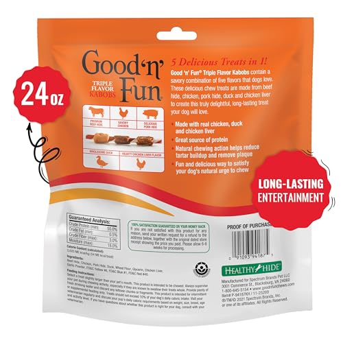 Detalle de Good 'n' Fun Kabobs Long-Lasting Dog Treat Made With Real Protein, 24 oz