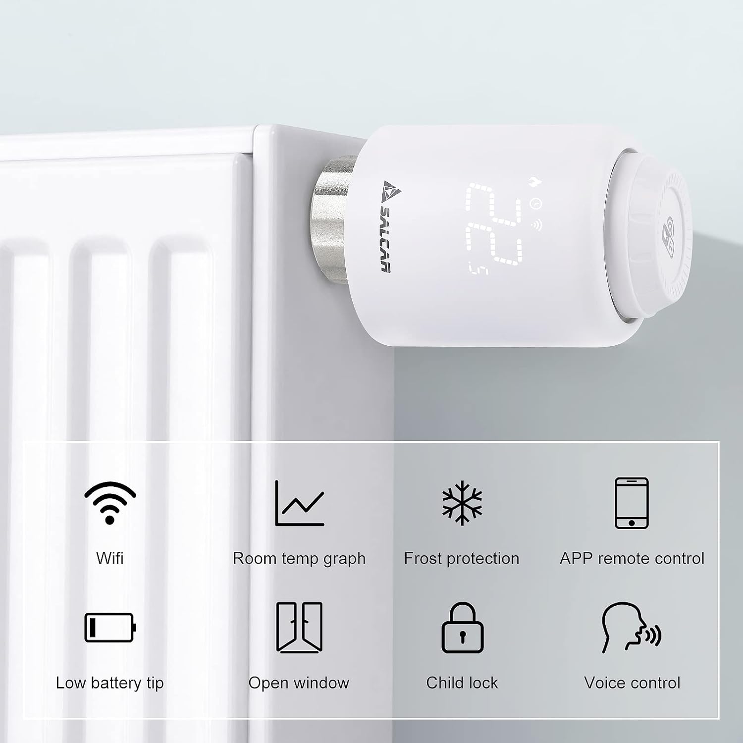 Detalle 2 de SALCAR Set da 3 Valvole Termostatiche WIFI 🌡