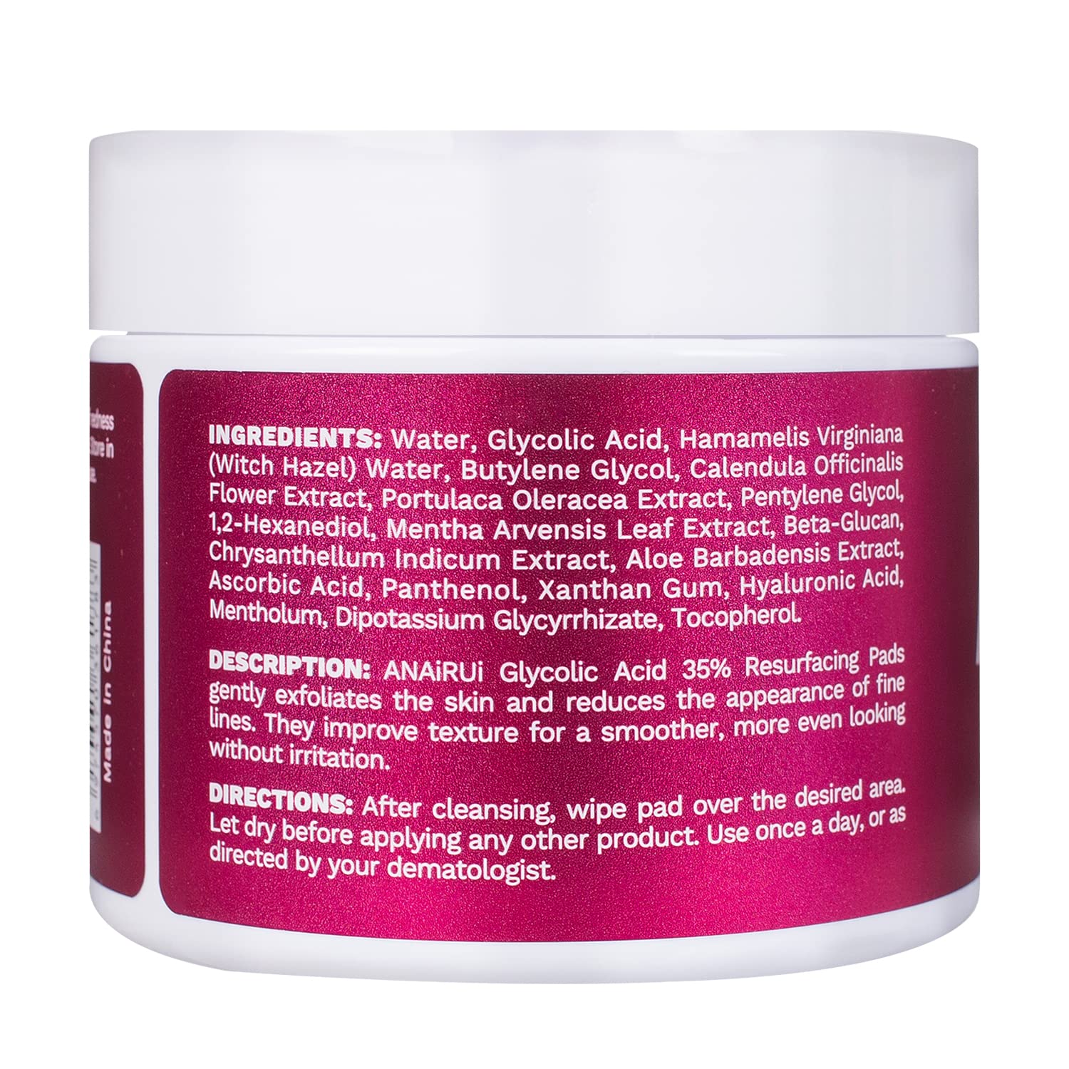 Thumbnail 6 de ANAiRUi Glykolsäure Peel Pads AHA Resurfacing – Gesichtspads mit Vitaminen B5, C & E, Hexenhasel & Calendula