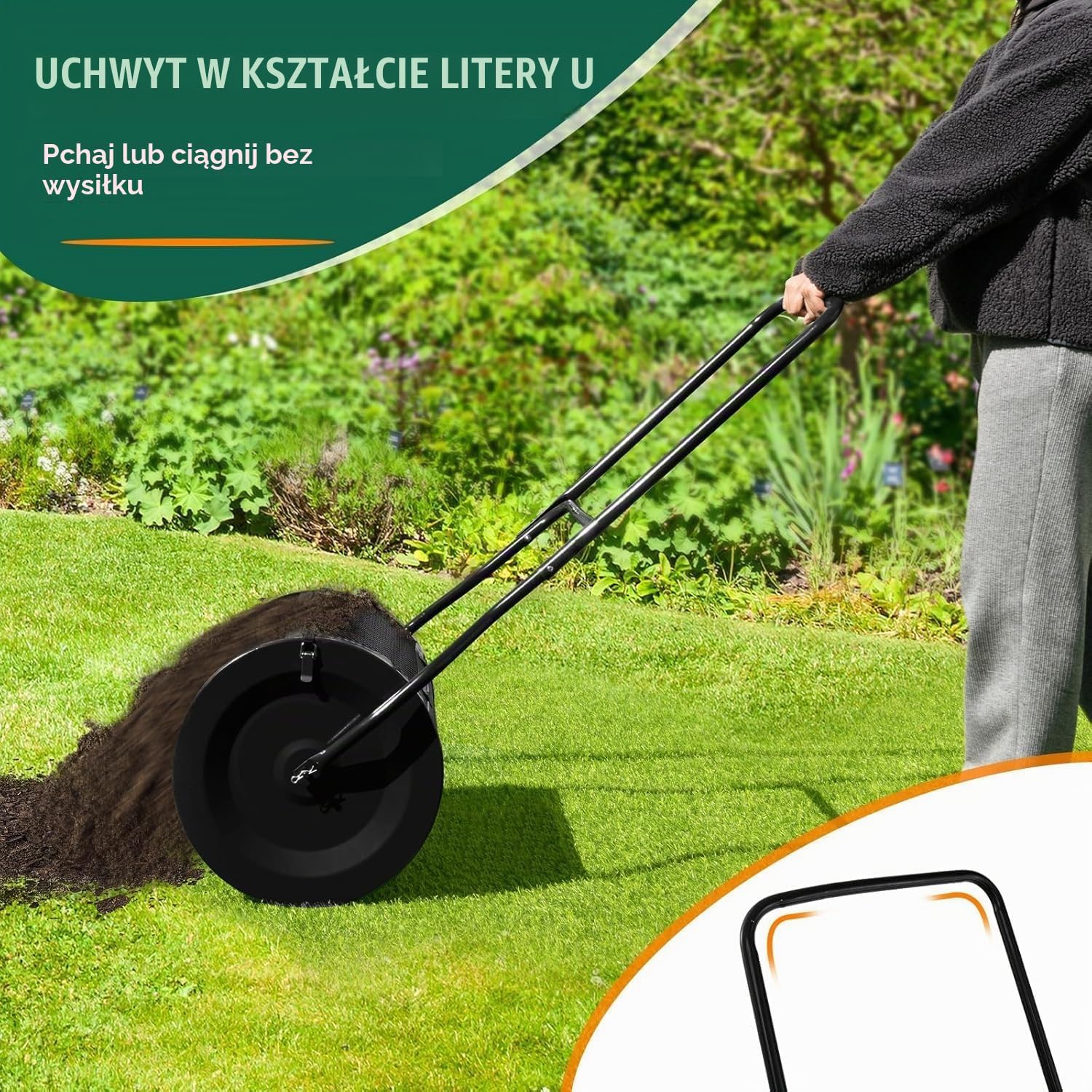 Detalle 2 de FANTASK 10040BKTA-VC – rozsiewacz kompostu 80 l z uchwytem U