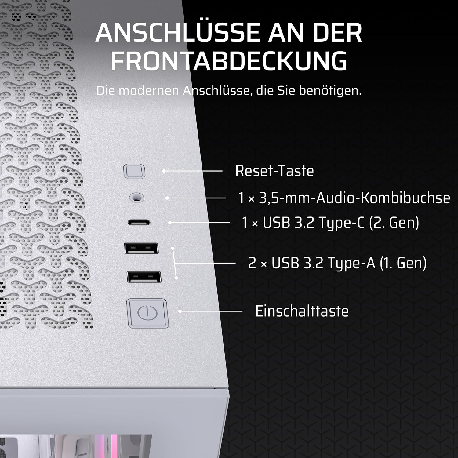 Thumbnail 5 de CORSAIR 3500X RS-R ARGB Panoramaglas Mid-Tower – Weiß, mit 3 RS120-R ARGB-Lüfter