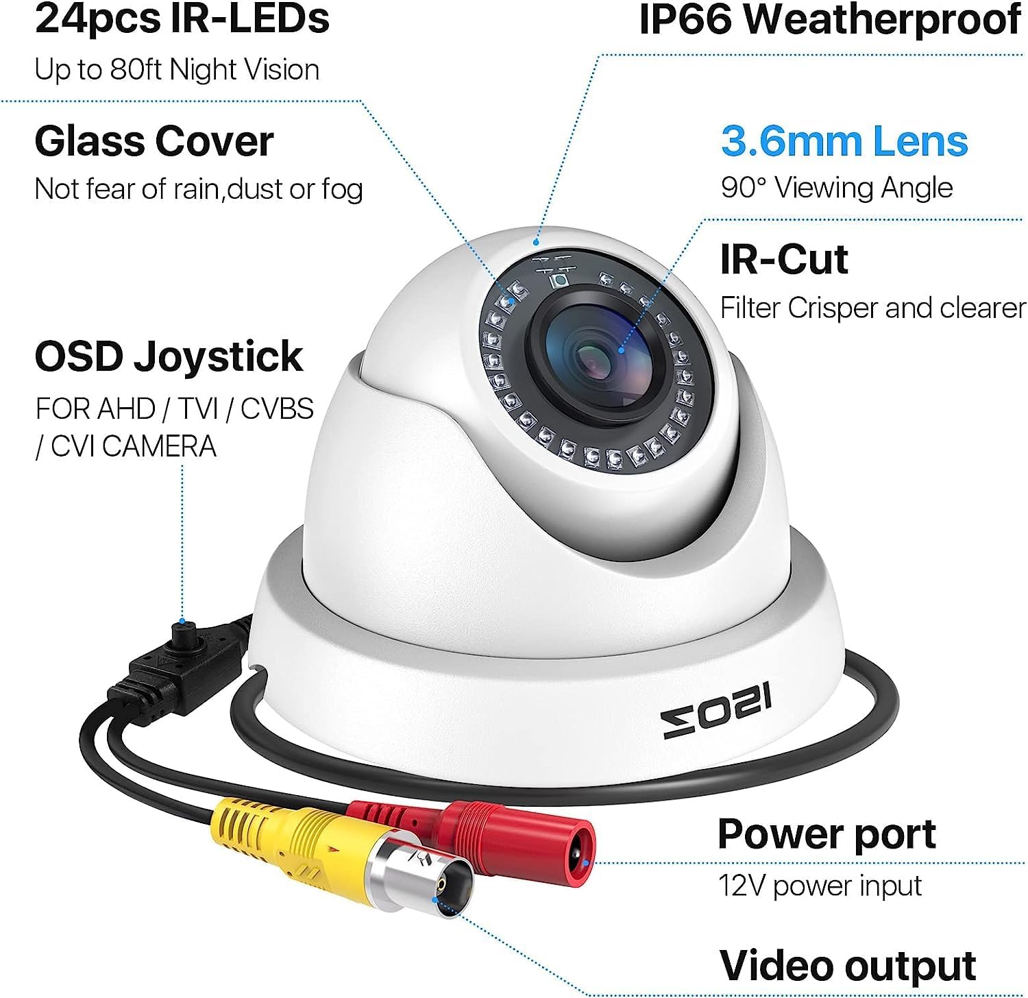 Thumbnail 1 de ZOSI 2 Pack 1080P HD TVI Security Camera 80ft