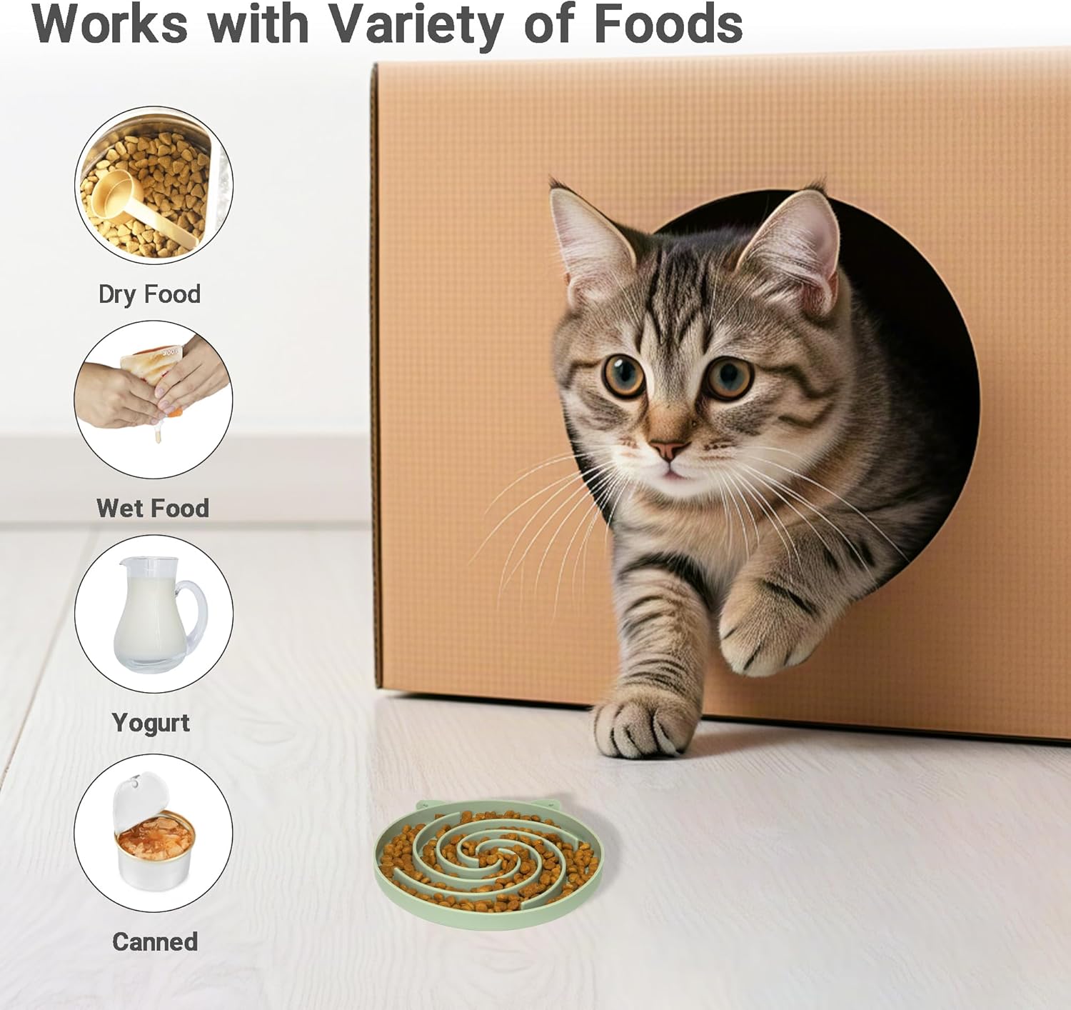 Detalle de Bifeaw Slow Feeder Cat Bowl for slow feeding 🐱