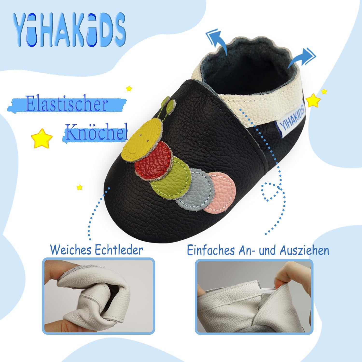 Thumbnail 3 de YIHAKIDS Krabbelschuhe aus Leder für Babys 0–3 Jahre – flexible Lauflernschuhe mit rutschfester Sohle