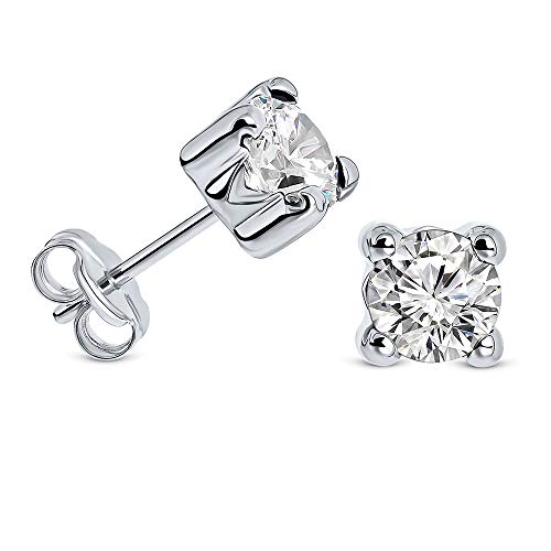 Detalle de Miore Boucles d'Oreilles Femme – Clous en Or blanc 9 ct 375 avec Zirconia et fermoir papillon