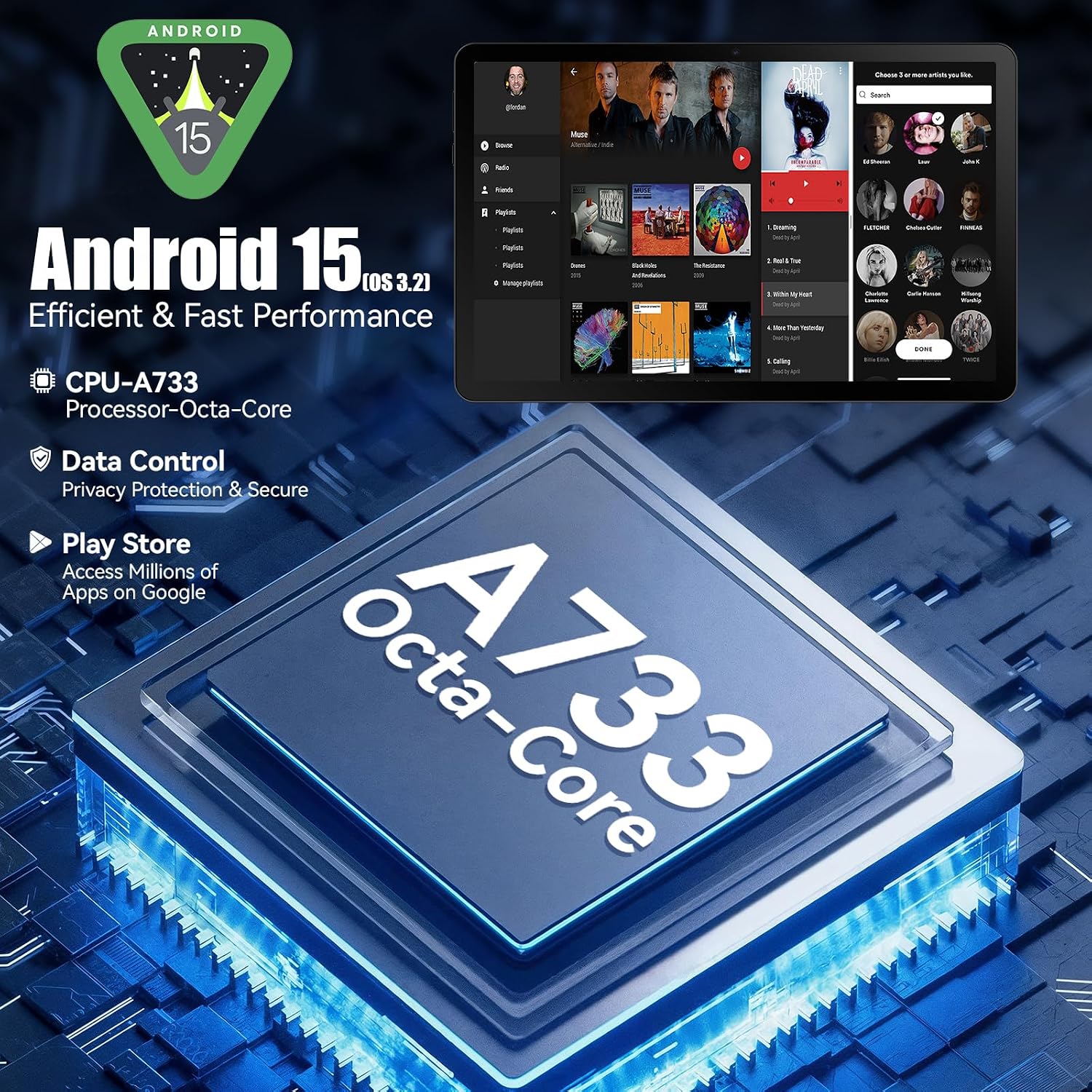 Thumbnail 1 de Ainmel 11.5 inch Android Tablet with 30GB RAM, 128GB ROM, 1TB Expandable, 2K Display and Android 15