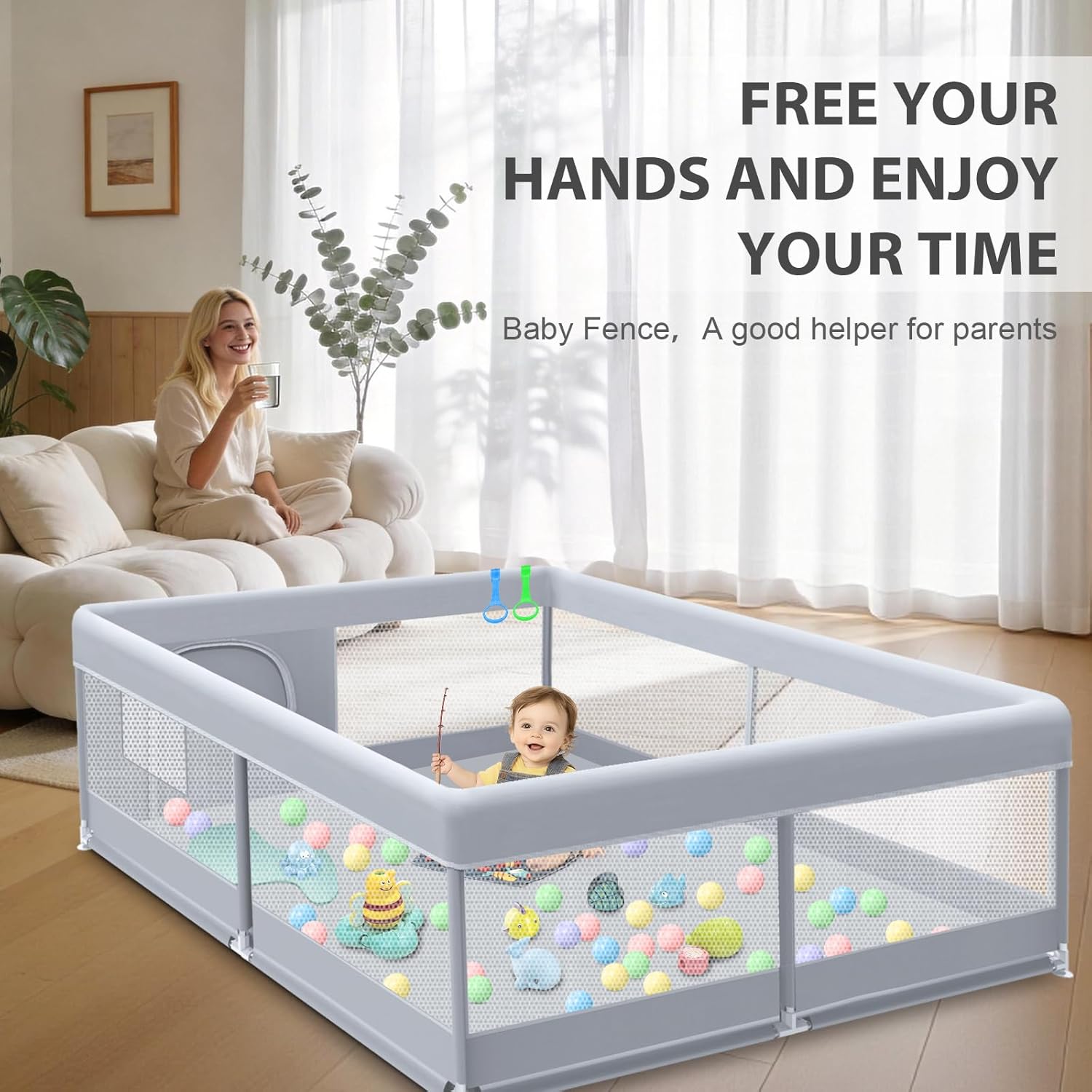 Detalle 2 de XVISHX 50 x 50 Inch Baby Playpen