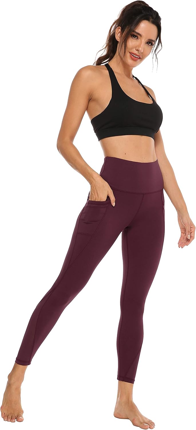 Detalle 2 de Persit Damen Sport-Leggings mit Taschen – blickdichte lange Yogahose mit Mesh-Einsätzen