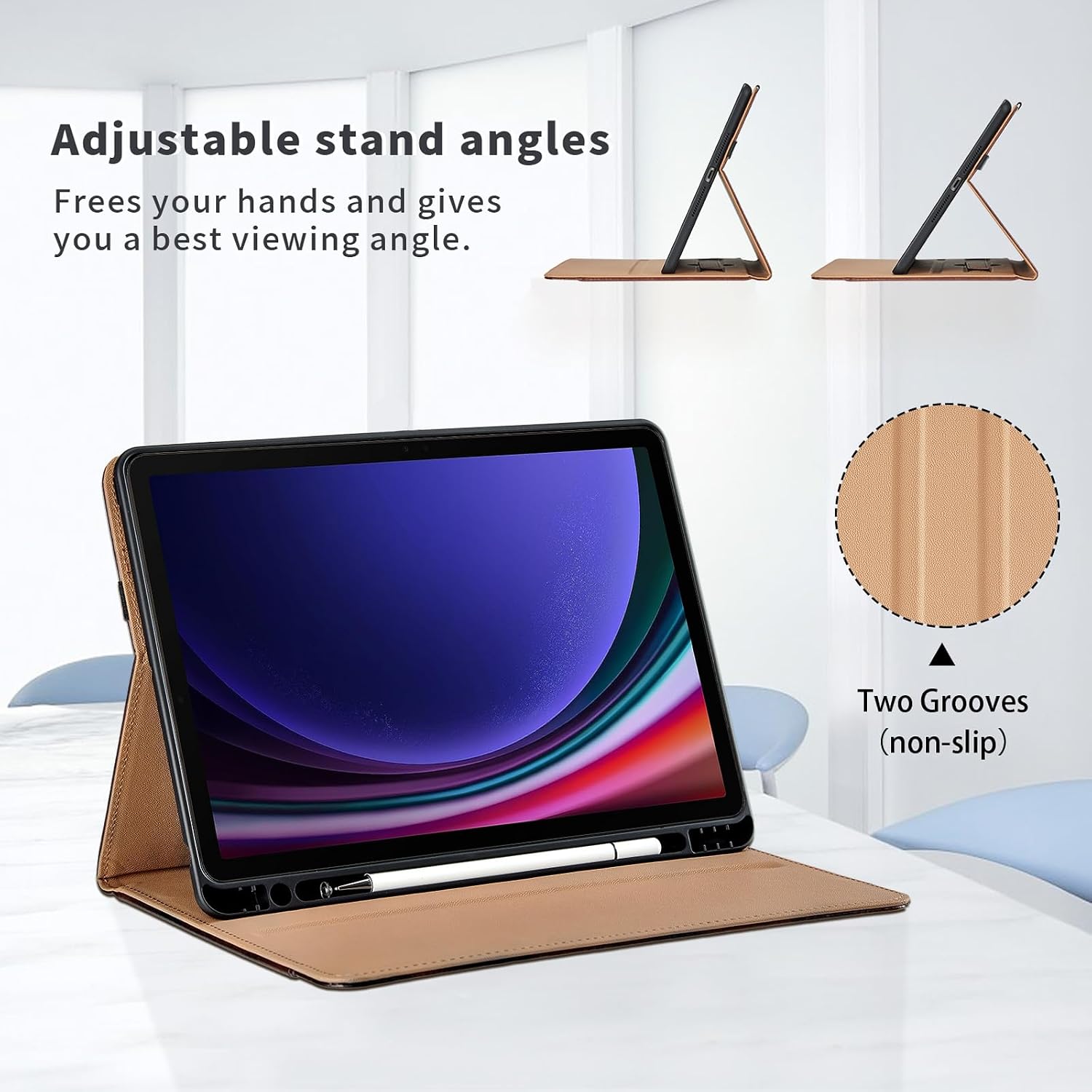 Thumbnail 2 de Oduio Galaxy Tab Folio Case for S10 Lite and S10 FE, Blue PU Leather