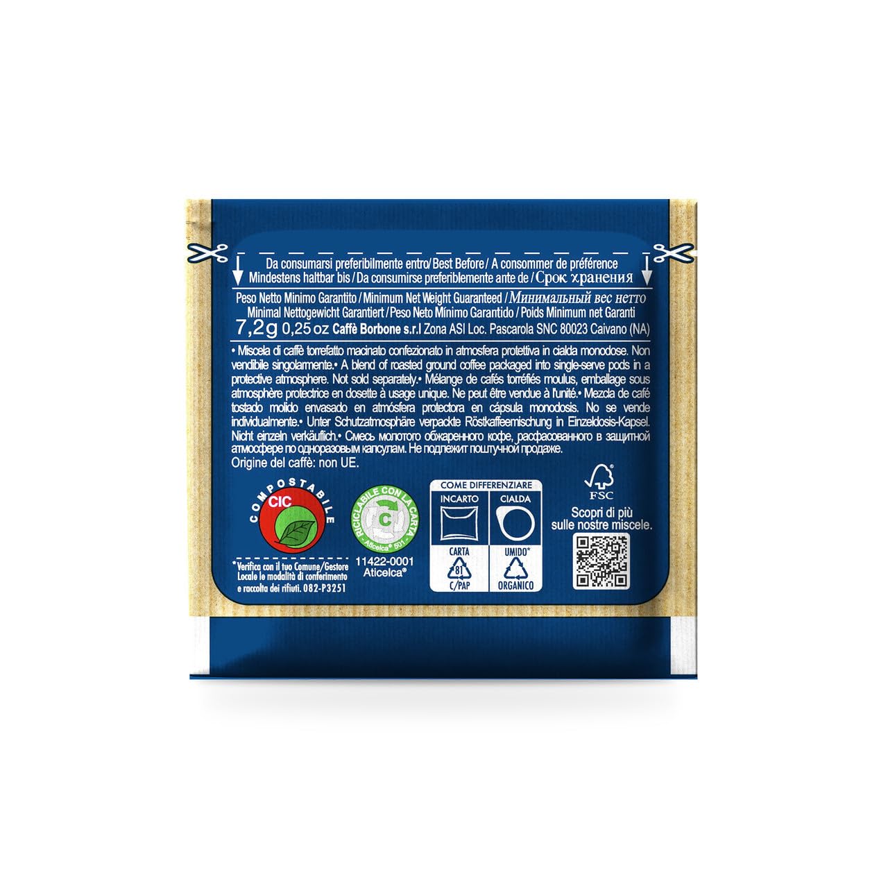 Detalle 2 de Caffè Borbone Kompostierbare Kaffeepads Blaue Kaffeemischung – 50 Pads, 44 mm ESE kompatibel