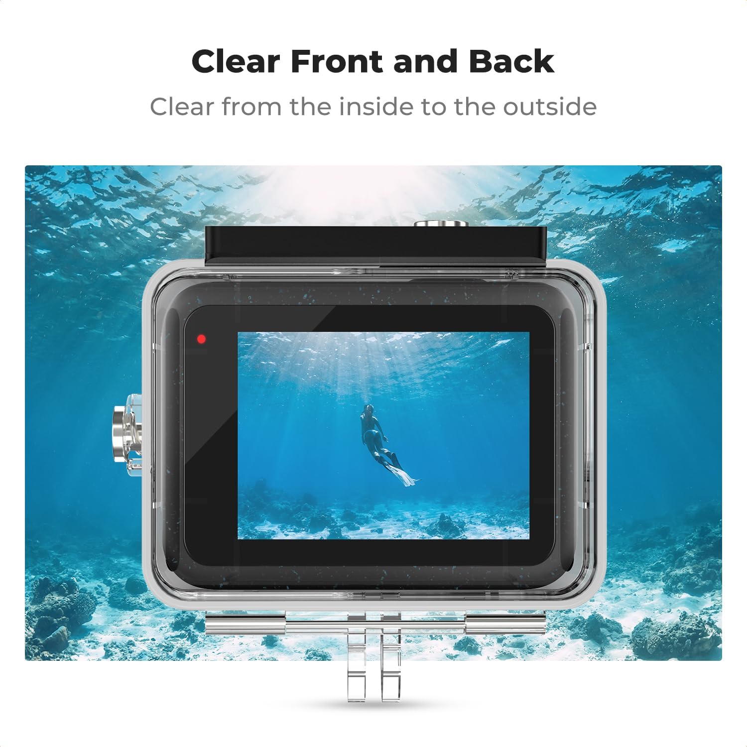 Detalle de K&F CONCEPT 60M Waterproof Case for GoPro Hero 9–13 Black: Underwater Shell and Accessory Bracket