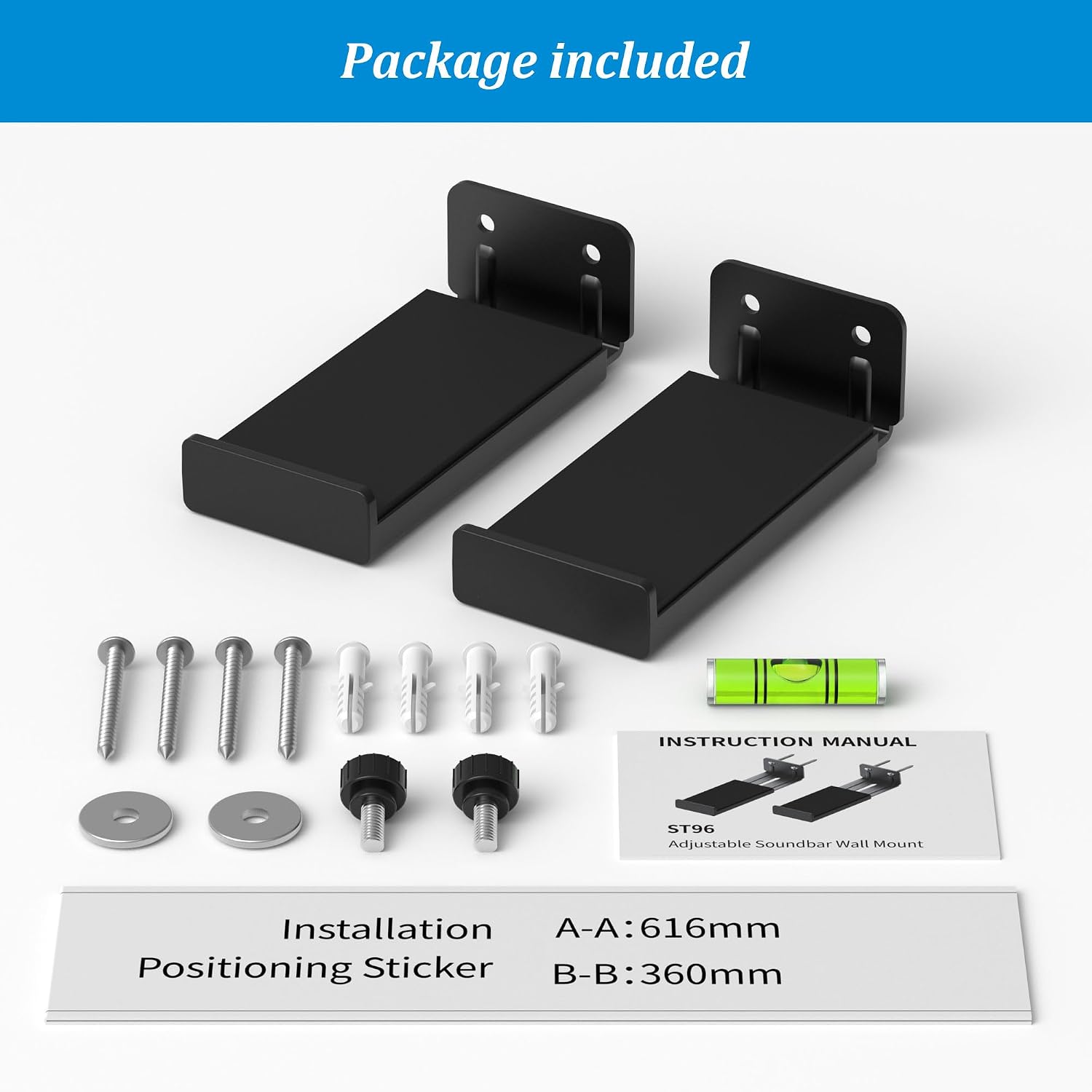Thumbnail 6 de PlusAcc Soundbar Wall Mount – Adjustable, Universal Fit for Most Soundbars