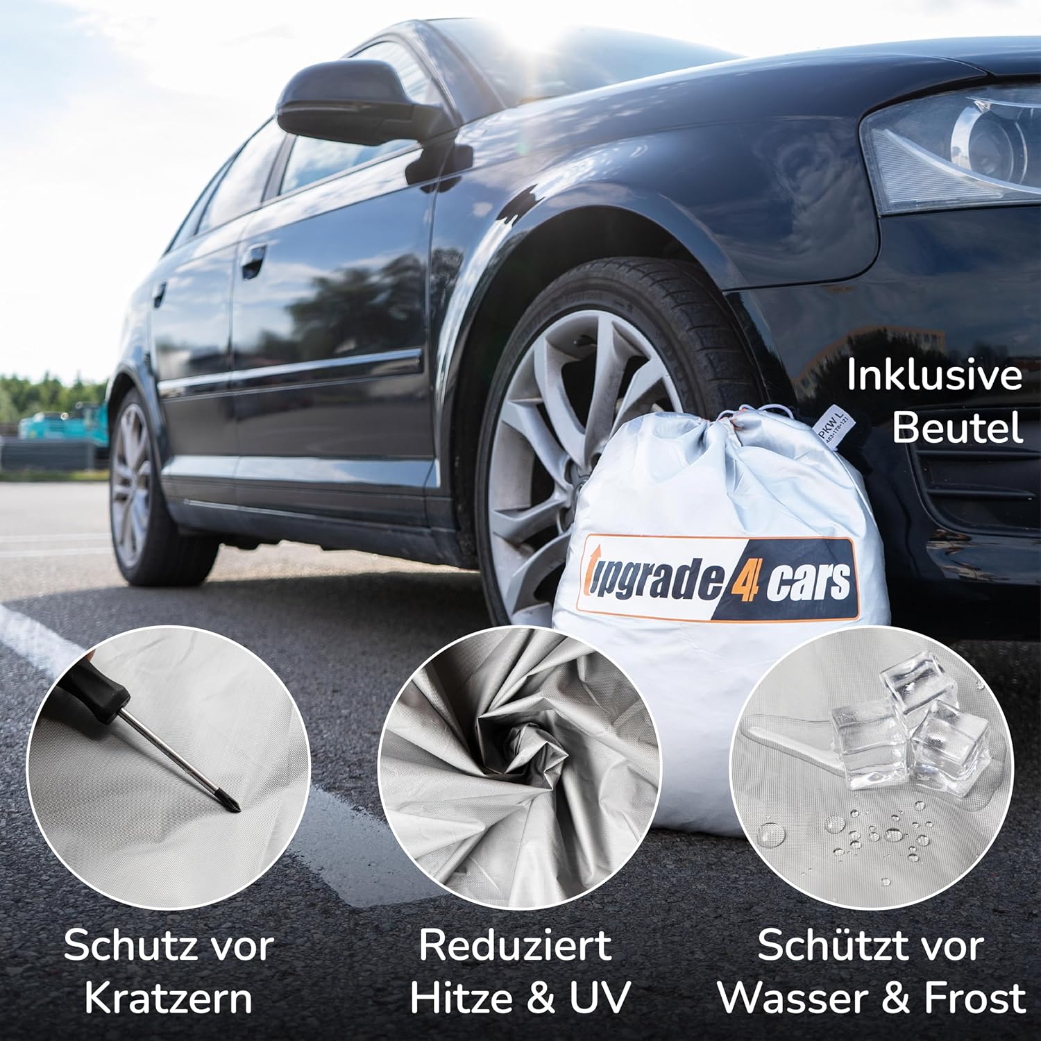 Detalle de Upgrade4cars Autoabdeckung Outdoor Vollgarage wasserdicht 2026 – Universal für Pkw (M, 440x180x120 cm)