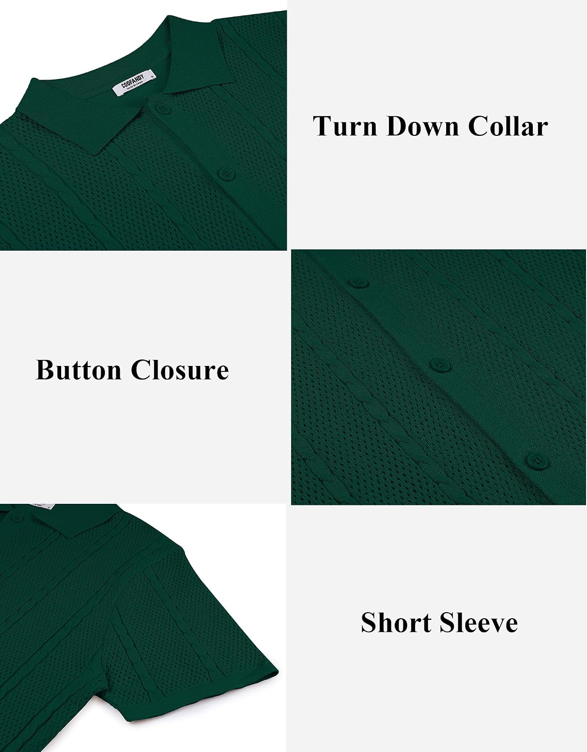 Detalle 2 de COOFANDY Knit Button Down Shirt