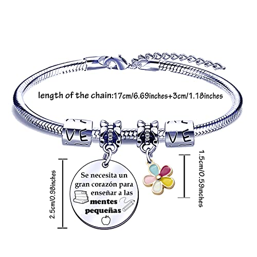 Detalle de POIUYTRE Pulsera para Profesoras – Regalo grabado y personalizado para maestro/a