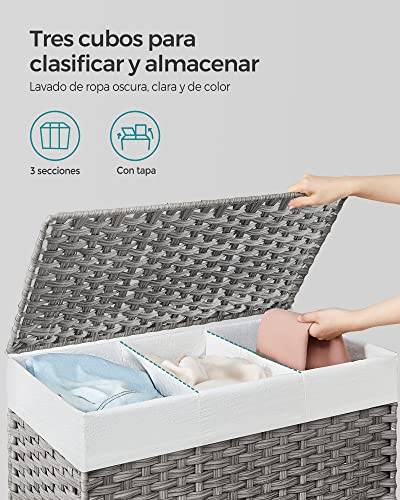 Detalle de SONGMICS Cesto Ropa Sucia con Tapa y Ruedas